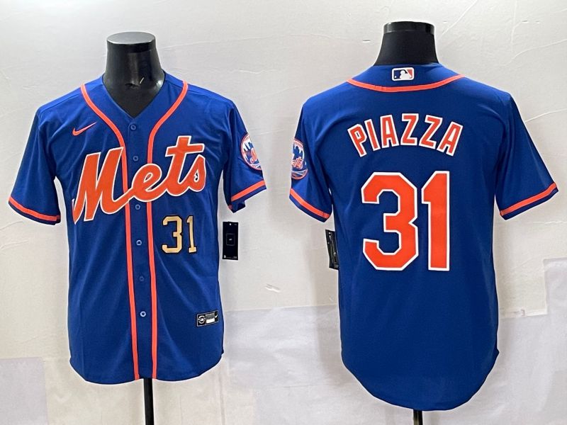 Men 2025 New York Mets 31 Piazza Blue Game Nike MLB Jersey style 07